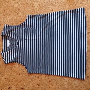 Engineered Garments Navy & White Striped V Neck Sleeveless Top Size M